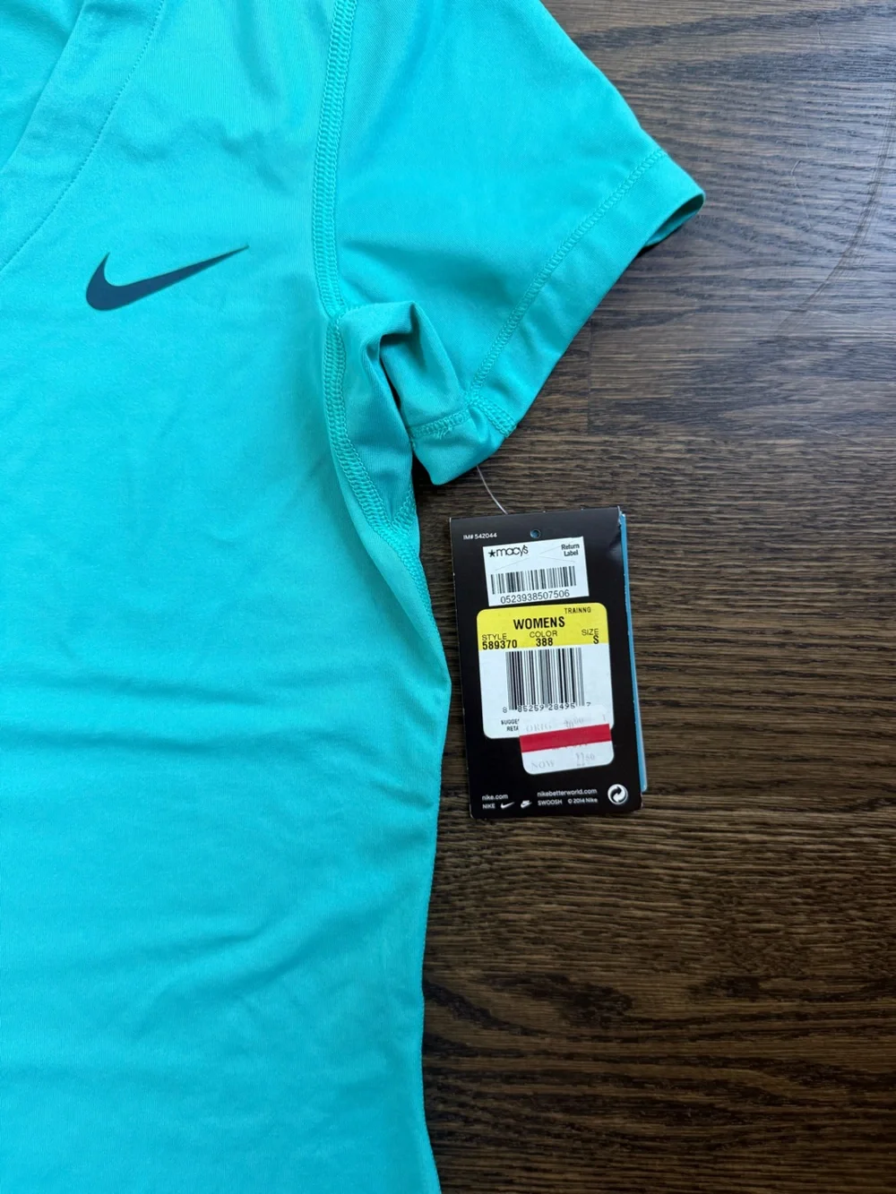 Nike Pro Women's V-Neck Performance Shirt - Teal Blue - Picture 4 of 5